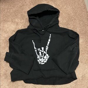 Edgy Black Skeleton Graphic Hoodie